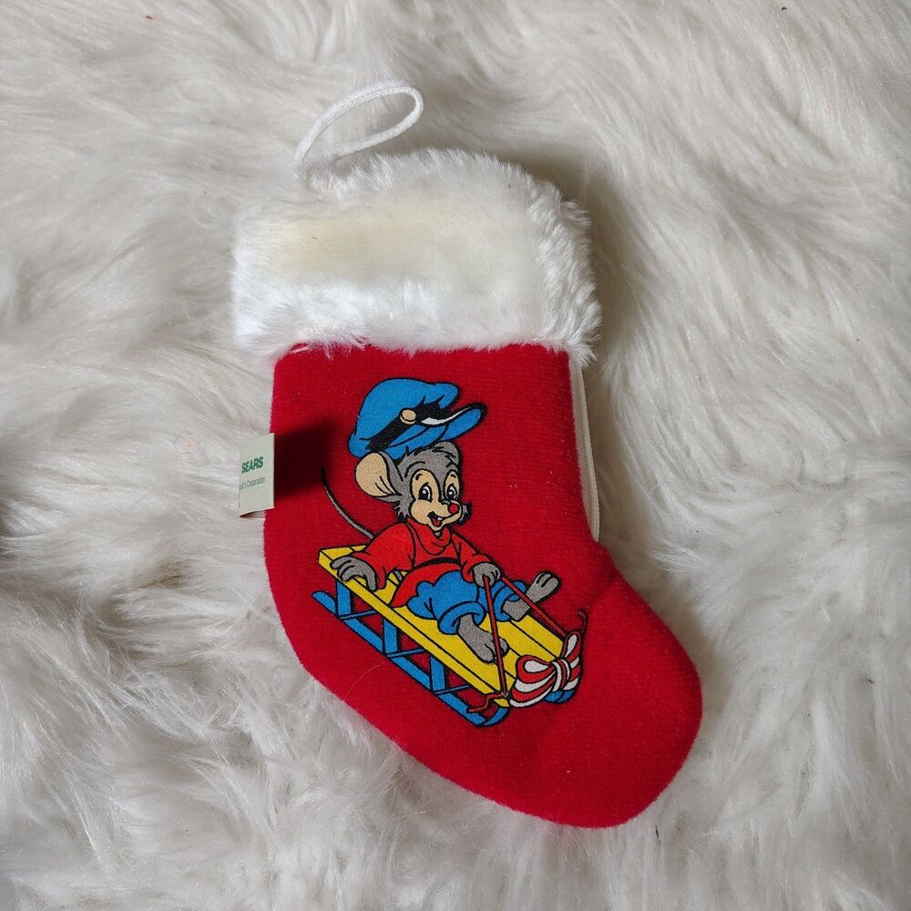 1986 Vintage Christmas stocking ornament An American Tail Mouse 7inch